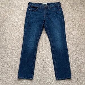 Madewell The Slim Boy Mid Rise Ankle Dark Wash Stretch Jeans Size 28